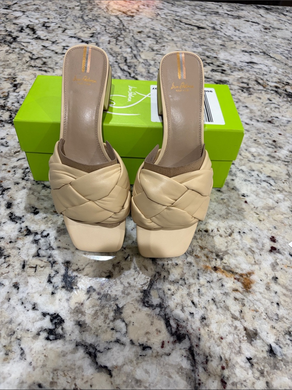 Sam Edelman Women’s Sz9.5 Cream Braided Leather Slide Mules